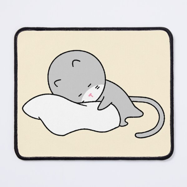 Item preview, Sleepy Grey Cat Hugging a Soft Pillow designed and sold by ubborn.