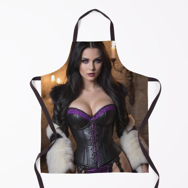 Item preview, Gothic Dark Fantasy Beauty - Vampire Sorceress in Black Leather Corset & Fur designed and sold by Vandy Fullam.