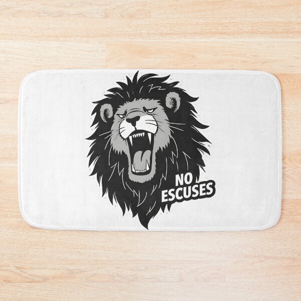 Item preview, No Excuses Lion – Motivational Gym Graphic, Roaring Lion Strength Design designed and sold by Kavya Art.