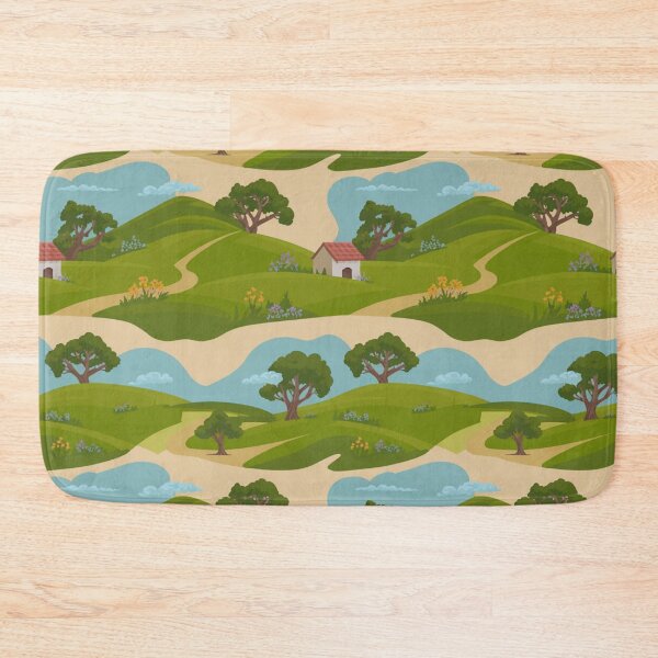 Item preview, Tuscan Landscape Seamless Pattern – Rolling Hills & Cottages designed and sold by Midnight Veil Designs.