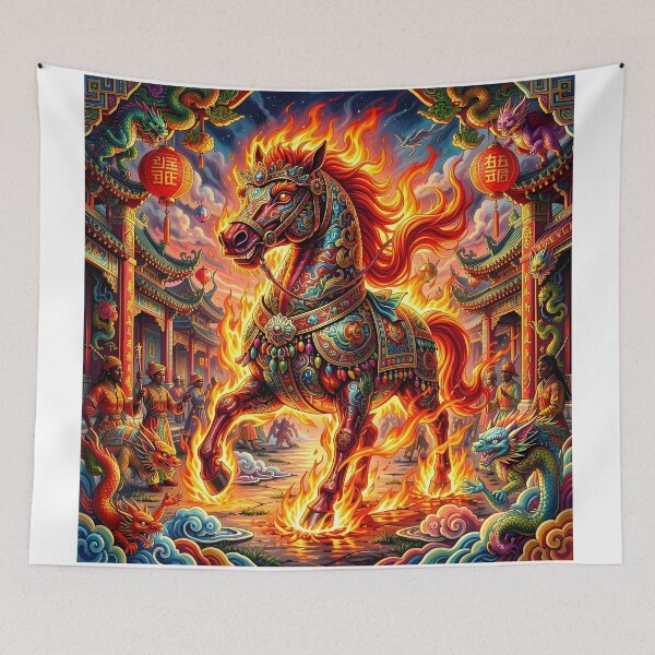 Item preview, Mythical Fire Horse in Chinese Palace designed and sold by Shelley Loewnau-Jones Studio.