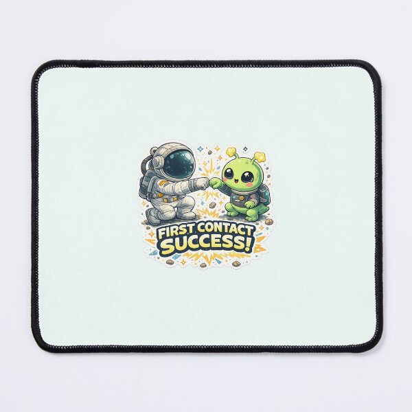 Item preview, Cute Astronaut and Alien First Contact Funny Space Cartoon designed and sold by Artbysarmina.