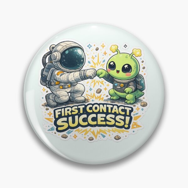 Item preview, Cute Astronaut and Alien First Contact Funny Space Cartoon designed and sold by Artbysarmina.