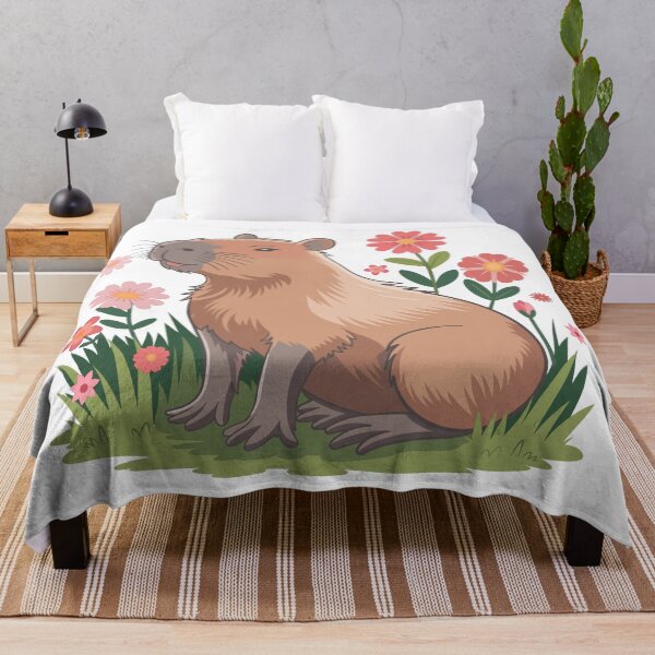 Item preview, Cute Capybara with Flowers – Aesthetic Animal Illustration, Soft Nature Vibes designed and sold by OlGe.