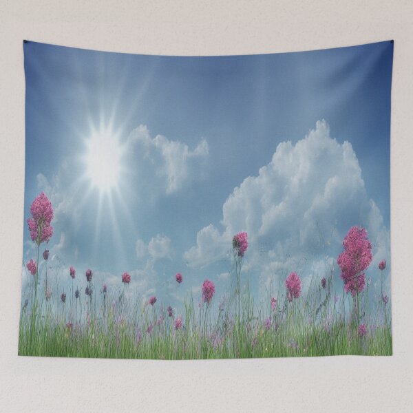 Item preview, Sunny Meadow Landscape with Wildflowers and Bright Blue Sky designed and sold by FotoworldEdel.