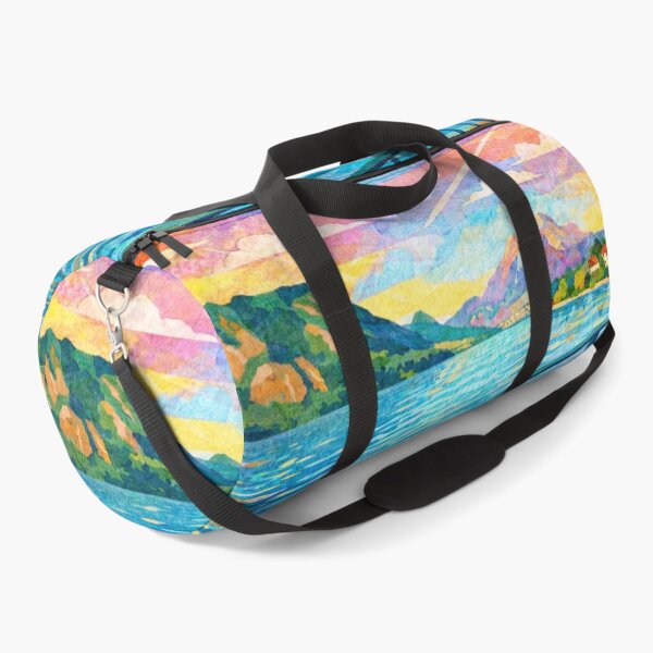 Item preview, Dreamy Pastel Sky over Turqoise Mountain Lake, Mixed Media Digital Collage designed and sold by SWSandraWechner.