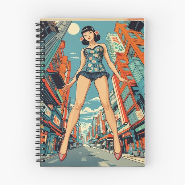 Item preview, Pin-up de giganta estilo pop art retro - Arte de cómic callejero vintage de una ciudad asiática designed and sold by Vandy Fullam.