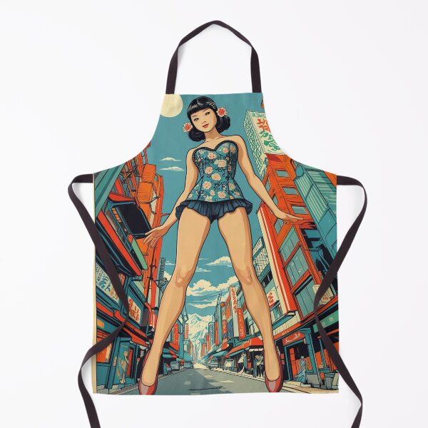 Item preview, Retro Pop Art Giantess Pin-Up - Vintage Asian City Street Comic Art designed and sold by Vandy Fullam.