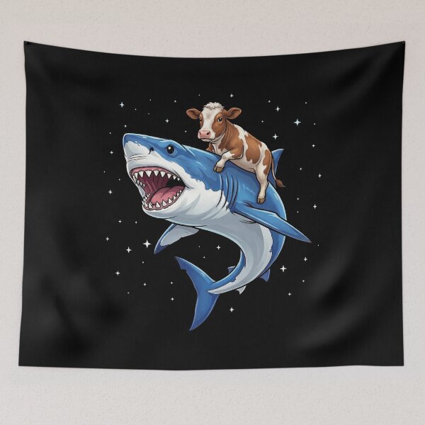 Item preview, Funny Cow Riding Shark Animal Lover designed and sold by TerryConnells.