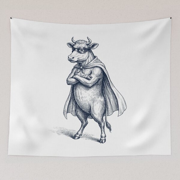 Item preview, Vintage Cow Hero Superhero Animal Lover designed and sold by DoodleTortle.
