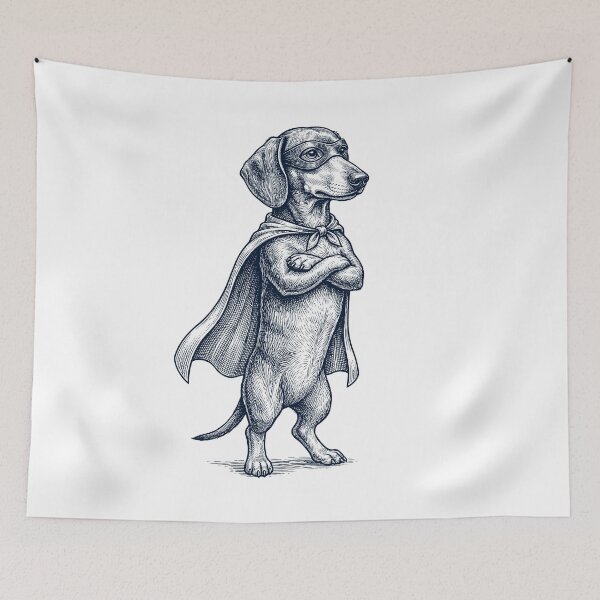 Item preview, Vintage Dachshund Hero Superhero Dog Lover designed and sold by DoodleTortle.
