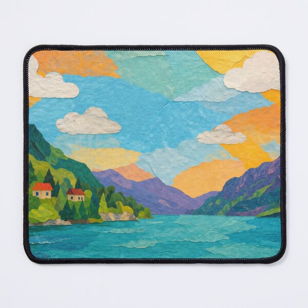 Item preview, Adorable Mountain Lake Scenery, Mixed Media Digital Collage designed and sold by SWSandraWechner.
