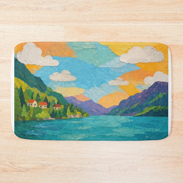 Item preview, Adorable Mountain Lake Scenery, Mixed Media Digital Collage designed and sold by SWSandraWechner.