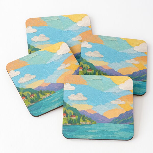 Item preview, Adorable Mountain Lake Scenery, Mixed Media Digital Collage designed and sold by SWSandraWechner.