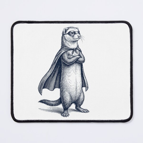 Item preview, Vintage Ferret Hero Superhero Animal Lover designed and sold by DoodleTortle.