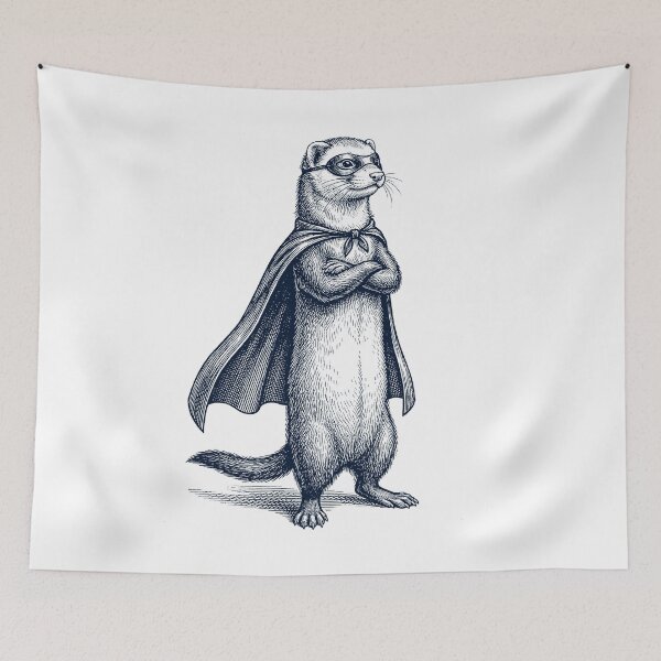 Item preview, Vintage Ferret Hero Superhero Animal Lover designed and sold by DoodleTortle.