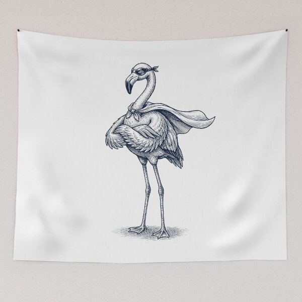 Item preview, Vintage Flamingo Hero Superhero Animal Lover designed and sold by DoodleTortle.