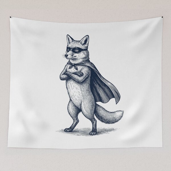 Item preview, Vintage Fox Hero Superhero Animal Lover designed and sold by DoodleTortle.