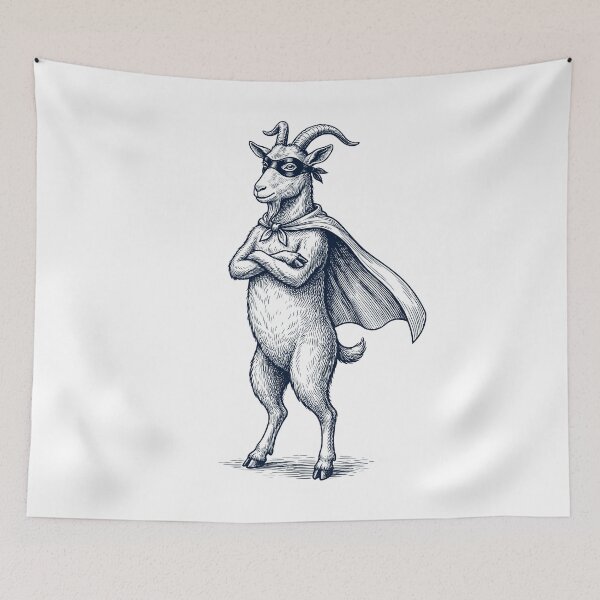 Item preview, Vintage Goat Hero Superhero Animal Lover designed and sold by DoodleTortle.