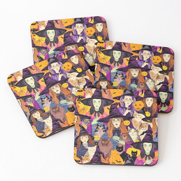 Item preview, Whimsical witches and cats designed and sold by michplante60.