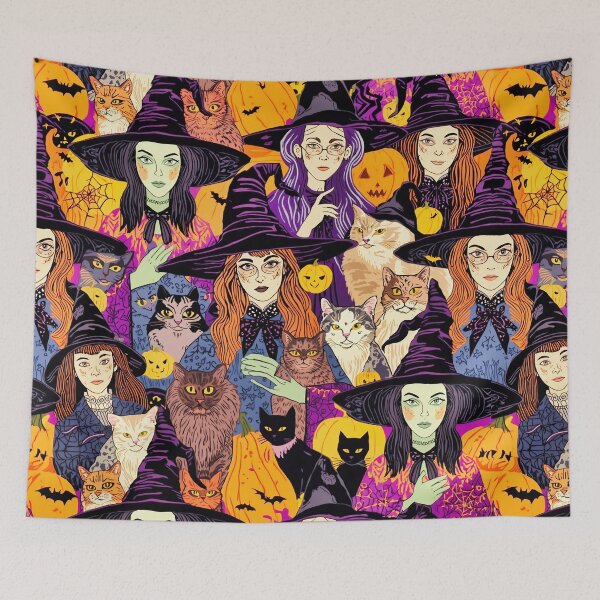 Item preview, Whimsical witches and cats designed and sold by michplante60.