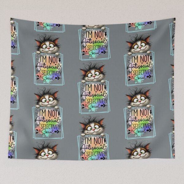 Item preview, Selective Social Cat – Funny Introvert Mood designed and sold by Szpaku desart .
