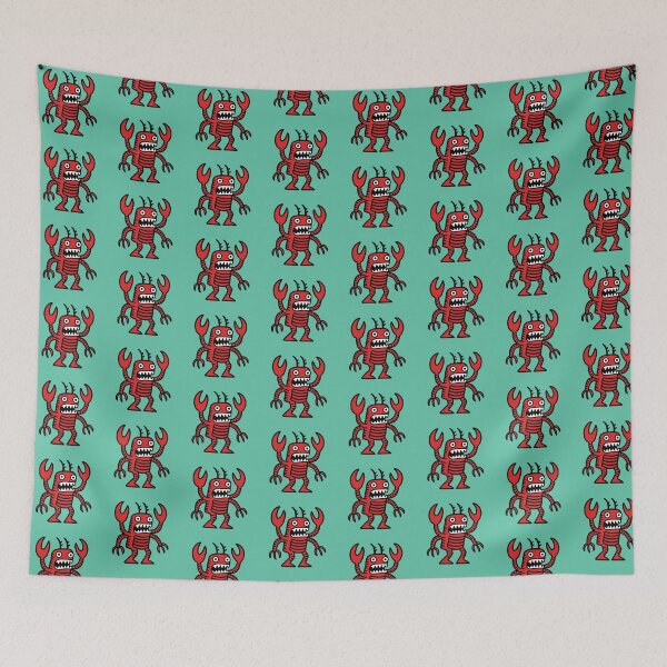 Item preview, lobster robot monster in simplistic bold line art designed and sold by Mike Kiev art.