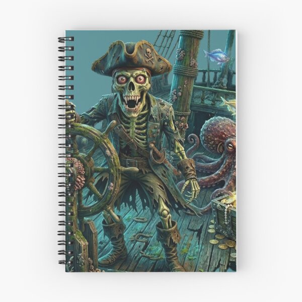 Artikelvorschau, Untoter Zombie-Skelett-Pirat steigt aus der Tiefsee empor – Verfluchtes Ozean-Horror-Artwork entworfen und verkauft von Cauldron Crafts.