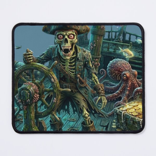 Item preview, Undead Zombie Skeleton Pirate Rising from the Deep Sea – Cursed Ocean Horror Artwork designed and sold by Cauldron Crafts.