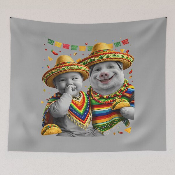 Item preview, Cinco de Mayo Funny Mexican Fiesta John Pork and Ai Baby designed and sold by KathieFaugh.