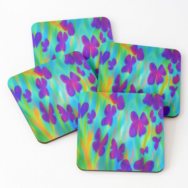 Artikelvorschau, Vibrant Purple Butterflies in a Colorful Abstract Nature Dream entworfen und verkauft von FotoworldEdel.
