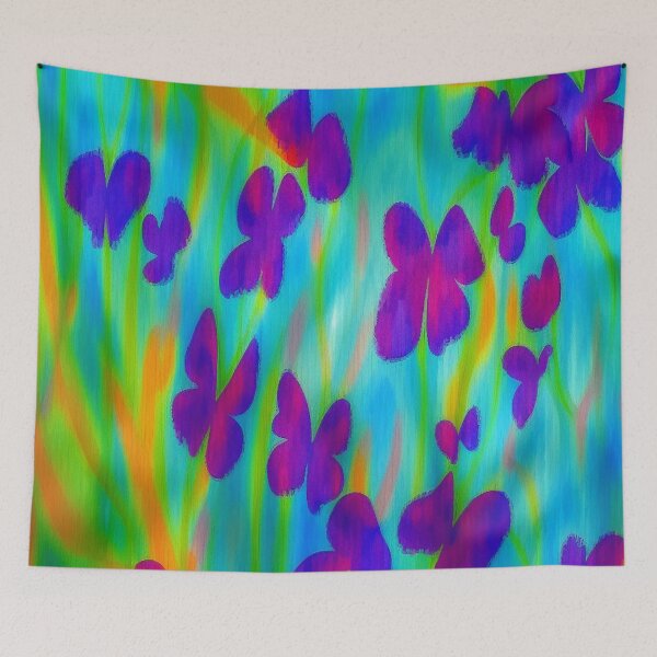 Item preview, Vibrant Purple Butterflies in a Colorful Abstract Nature Dream designed and sold by FotoworldEdel.