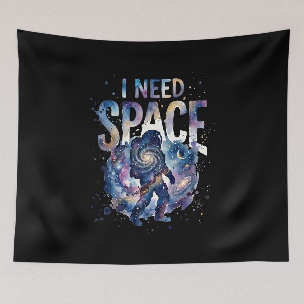 Item preview, I Need Space Watercolor Astronaut Galaxy Silhouette designed and sold by Fenay Designs.