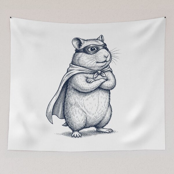 Item preview, Vintage Hamster Hero Superhero Animal Lover designed and sold by DoodleTortle.