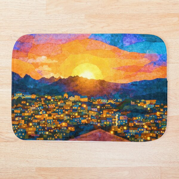 Item preview, Dramatic Sunset over City, Mixed Media Digital Collage designed and sold by SWSandraWechner.