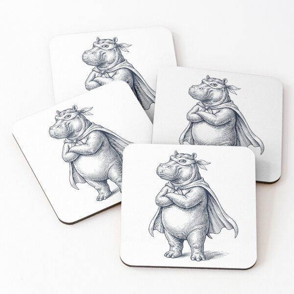 Item preview, Vintage Hippo Hero Superhero Animal Lover designed and sold by DoodleTortle.