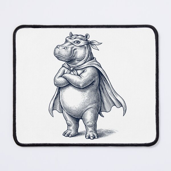 Item preview, Vintage Hippo Hero Superhero Animal Lover designed and sold by DoodleTortle.