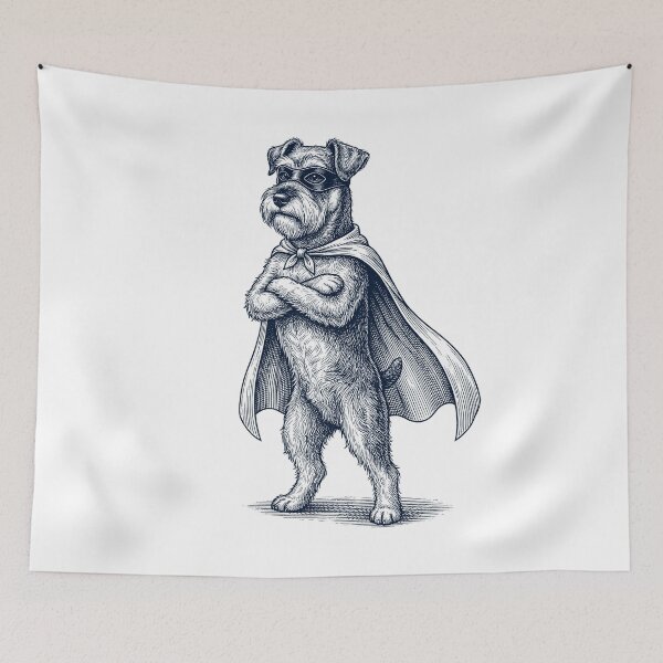 Item preview, Vintage Miniature Schnauzer Hero Superhero Dog Lover designed and sold by DoodleTortle.