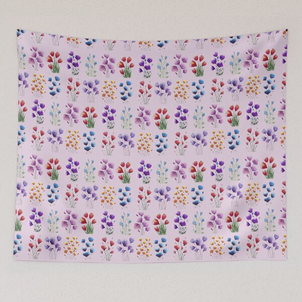 Item preview, Patten with bouquets of flowers Light Pink background designed and sold by VitSArt.