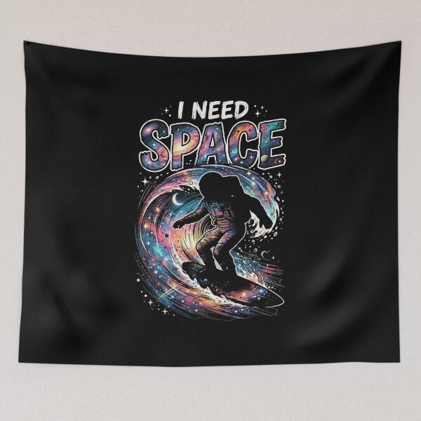 Item preview, I Need Space Retro Astronaut Surfing Galaxy Wave designed and sold by Fenay Designs.