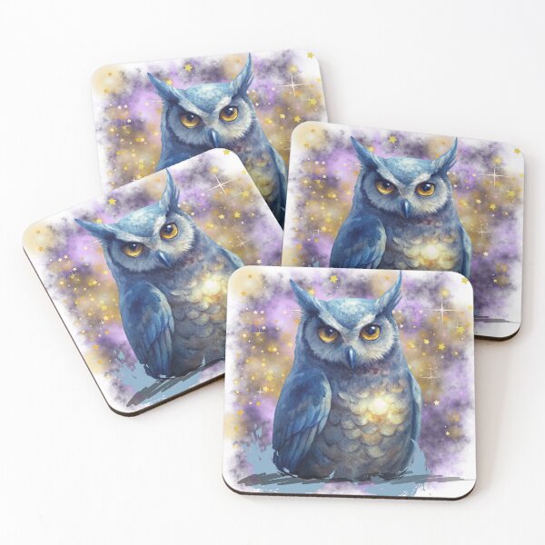 Item preview, Mystical Owl Watercolor Art – Cosmic Night Owl Illustration, Spiritual Animal Wall Art, Fantasy Bird Design designed and sold by ChenEngEng.