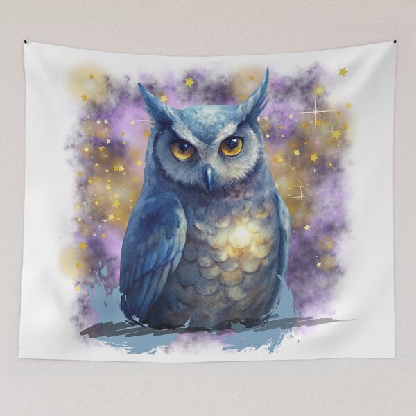 Item preview, Mystical Owl Watercolor Art – Cosmic Night Owl Illustration, Spiritual Animal Wall Art, Fantasy Bird Design designed and sold by ChenEngEng.