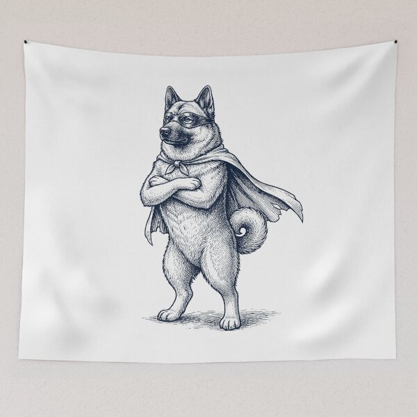 Item preview, Vintage Norwegian Elkhound Hero Superhero Dog Lover designed and sold by DoodleTortle.