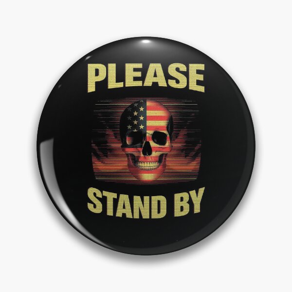 Item preview, Please Stand By – Retro VHS American Skull Flag Glitch Streetwear Design designed and sold by Dhenin Studio.