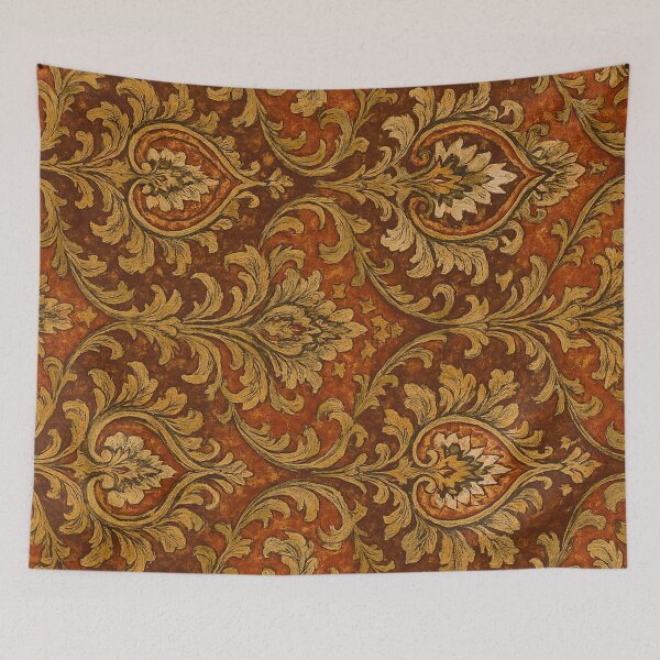 Item preview, Vintage 70s Earth Tone Damask Floral Seamless Pattern designed and sold by StillArtStudio.