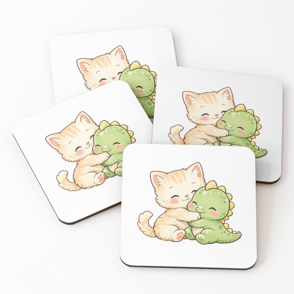 Item preview, Cute Cat Hugging Baby Dino designed and sold by Peter-Wurst.
