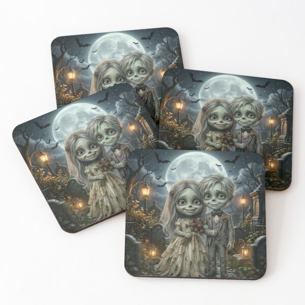 Item preview, Cute Little Zombie Bride and Groom designed and sold by Buy us a Coffee Digital Ai Art Design .