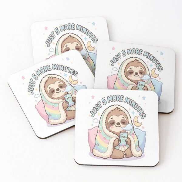 Item preview, Cute Sloth “Just 5 More Minutes” Sleepy Morning Illustration designed and sold by My-Hoodies.