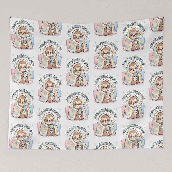 Item preview, Cute Sloth “Just 5 More Minutes” Sleepy Morning Illustration designed and sold by My-Hoodies.