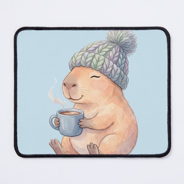 Item preview, Capybara Hot Chocolate Beanie Watercolor Art designed and sold by LakituShop.